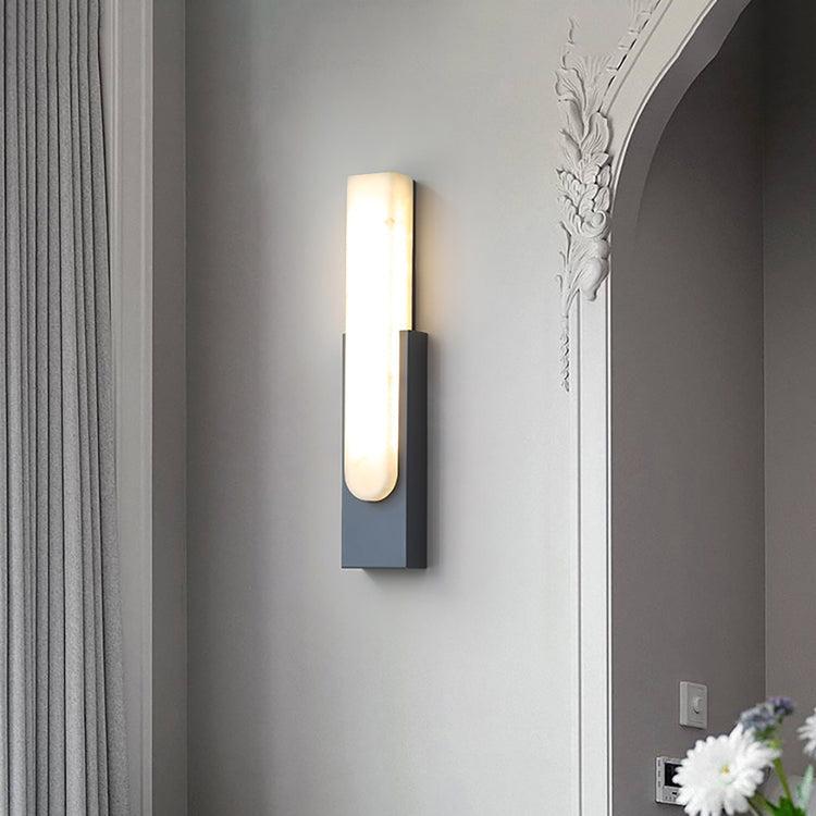 Modern Alabaster Wall Sconce with Brass Frame