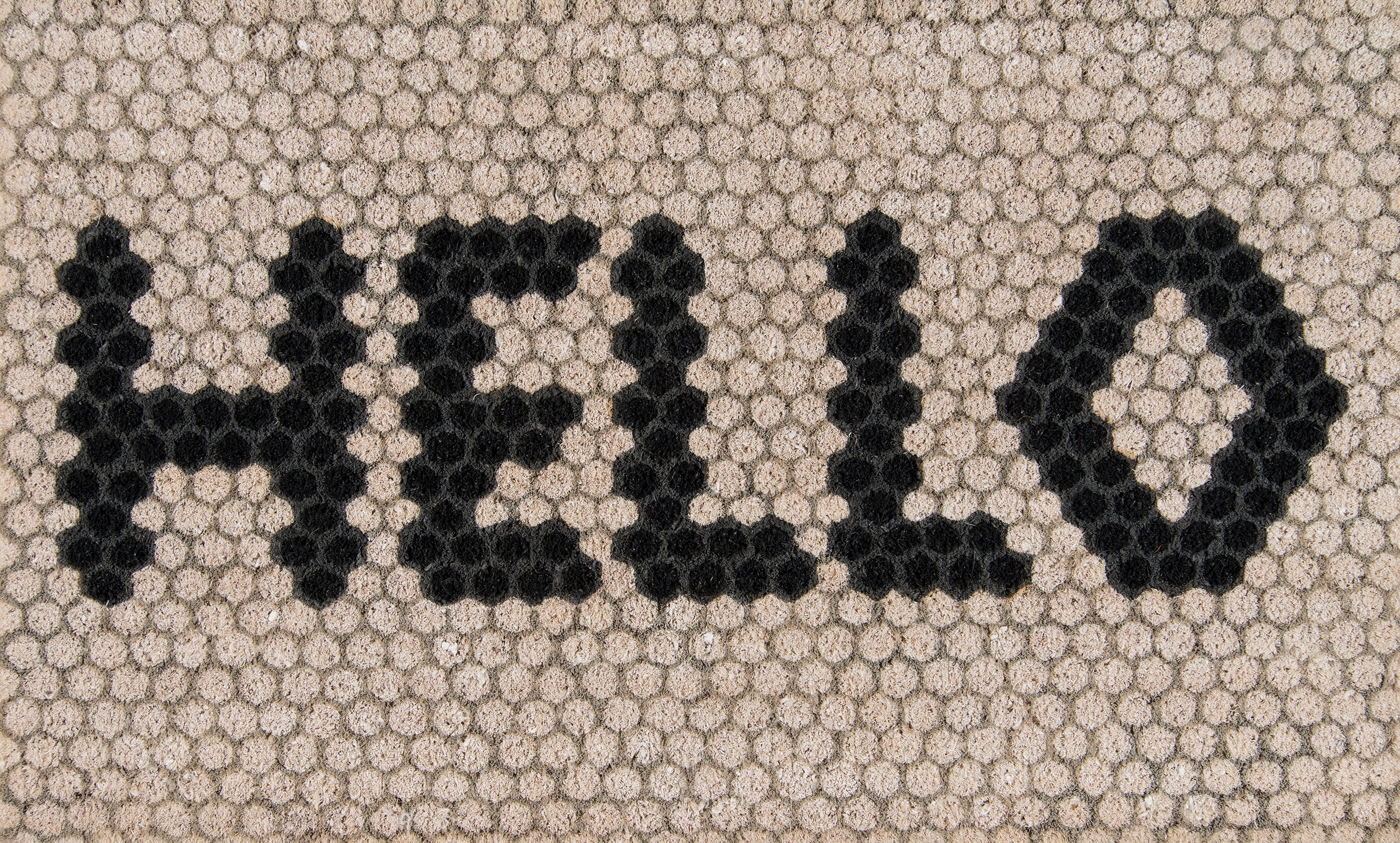 Natural Coir Doormat with Bold Hello Design