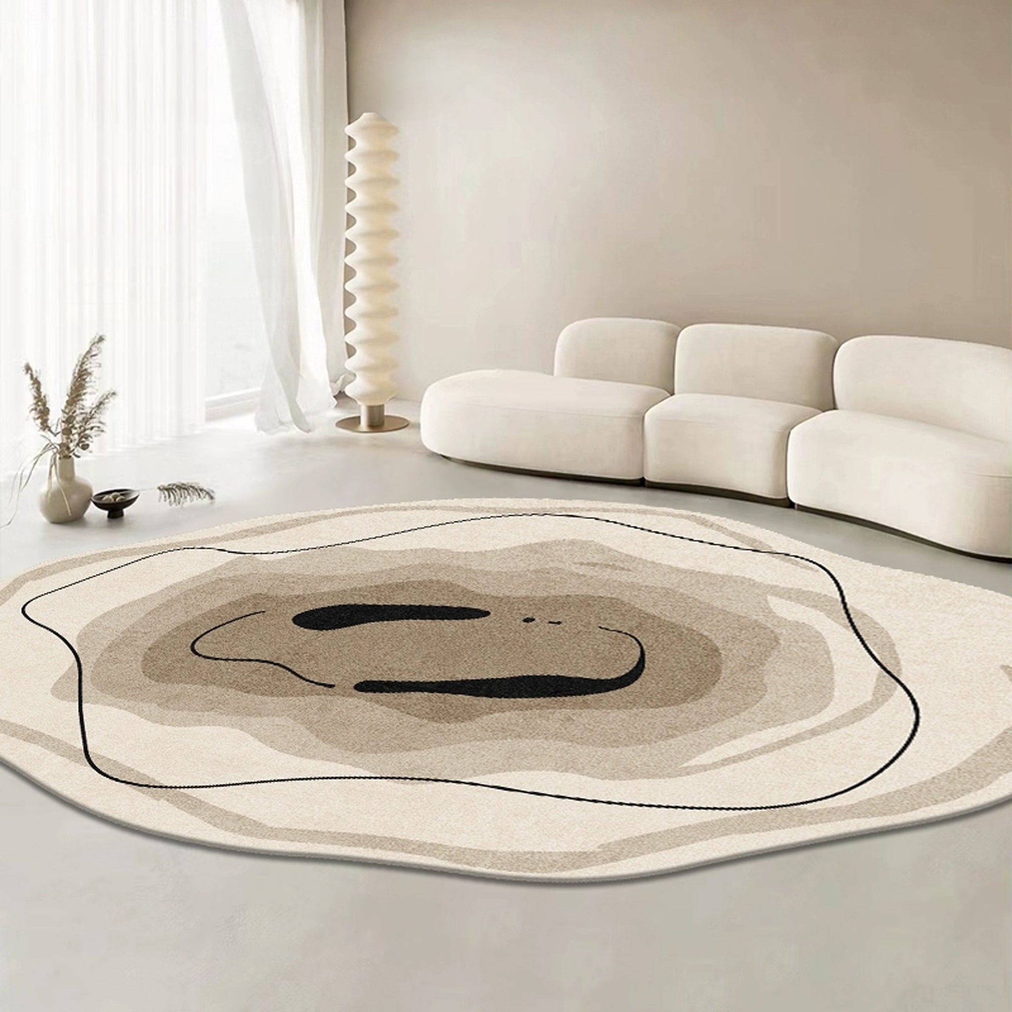 Abstract Freeform Area Rug with Earth Tones