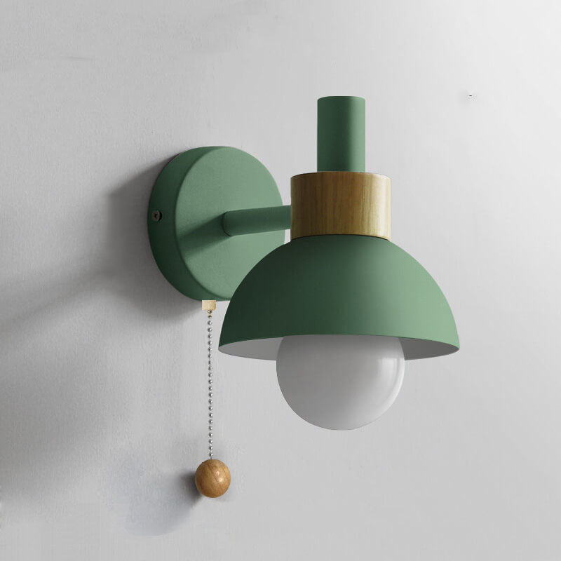 Nordic Metal Globe Wall Sconce with Pull Cord