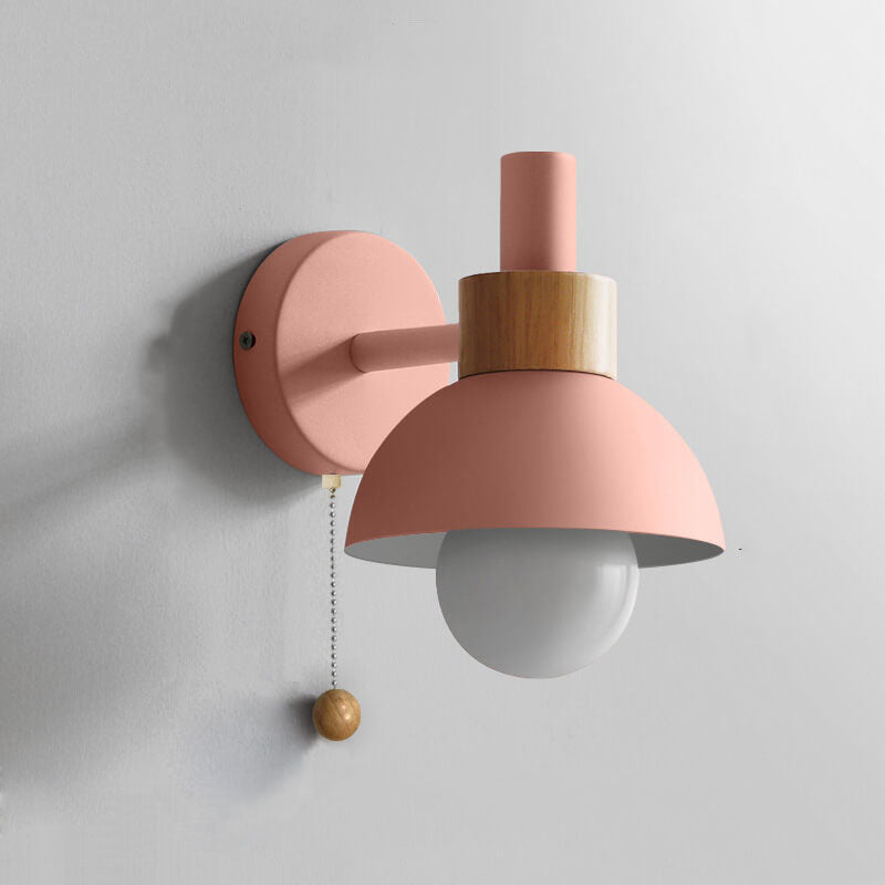 Nordic Metal Globe Wall Sconce with Pull Cord