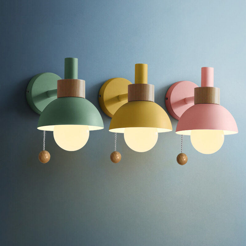 Nordic Metal Globe Wall Sconce with Pull Cord