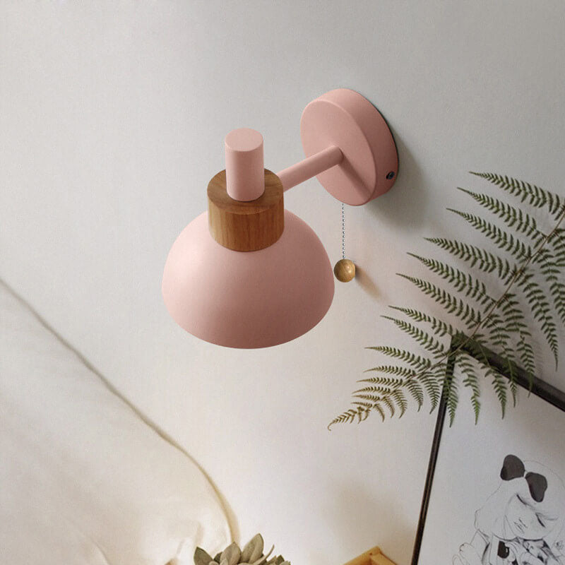 Nordic Metal Globe Wall Sconce with Pull Cord