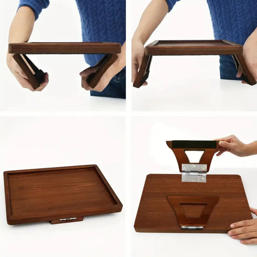 Bamboo Clip-On Arm Tray with Raised Rim