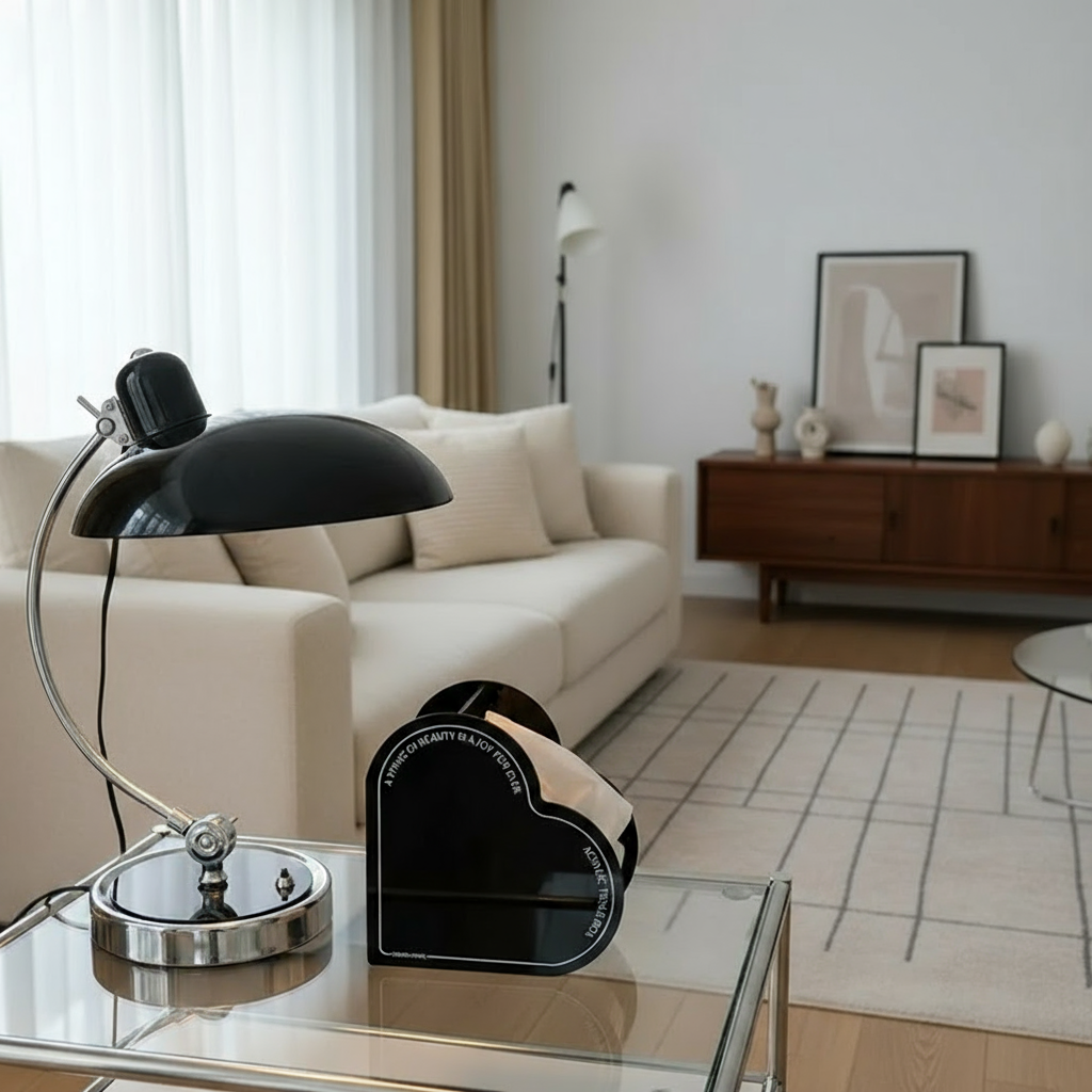 Bauhaus Dome Table Lamp with Chrome Arm