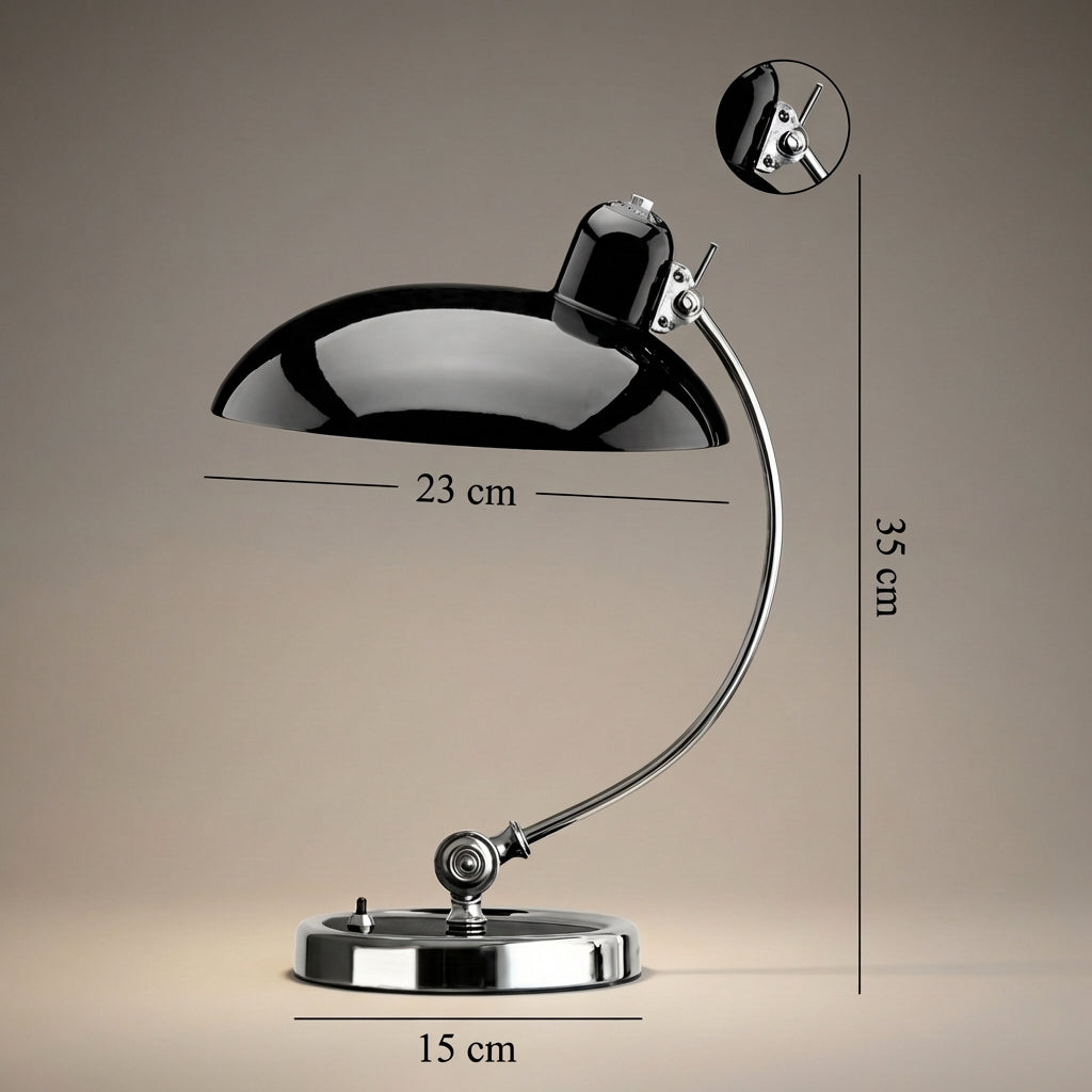 Bauhaus Dome Table Lamp with Chrome Arm