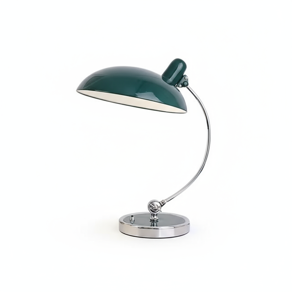 Bauhaus Dome Table Lamp with Chrome Arm