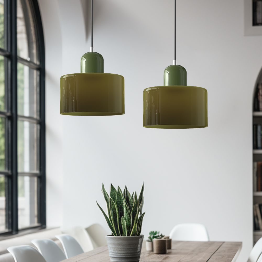 Bauhaus Glass Cylinder Pendant Light Colorful