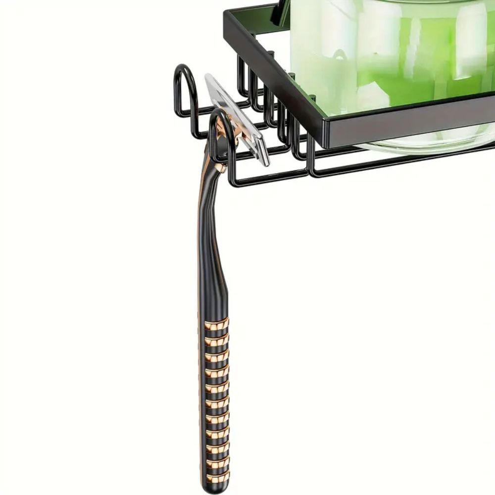 Black Metal Hanging Caddy with Three Tiers