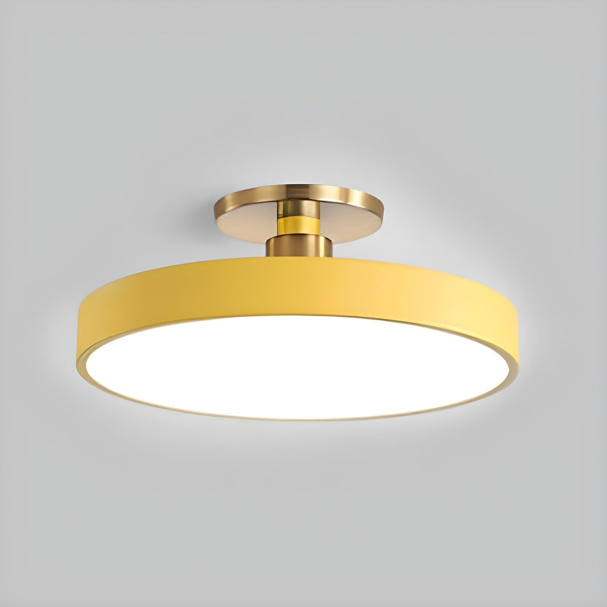 Black Round LED Flush Mount Light Gold Accent