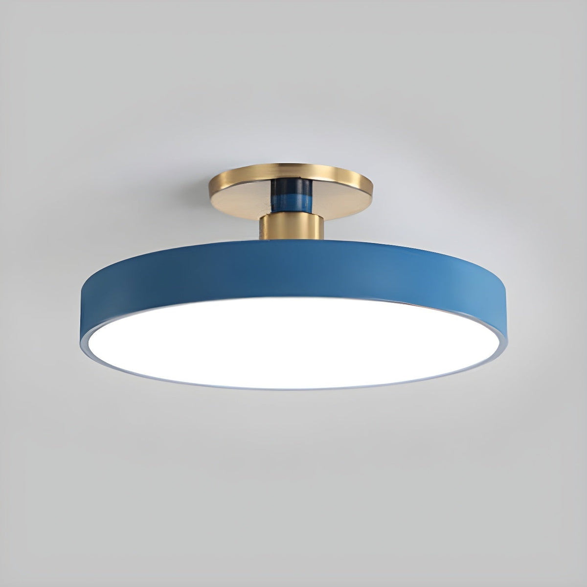 Black Round LED Flush Mount Light Gold Accent
