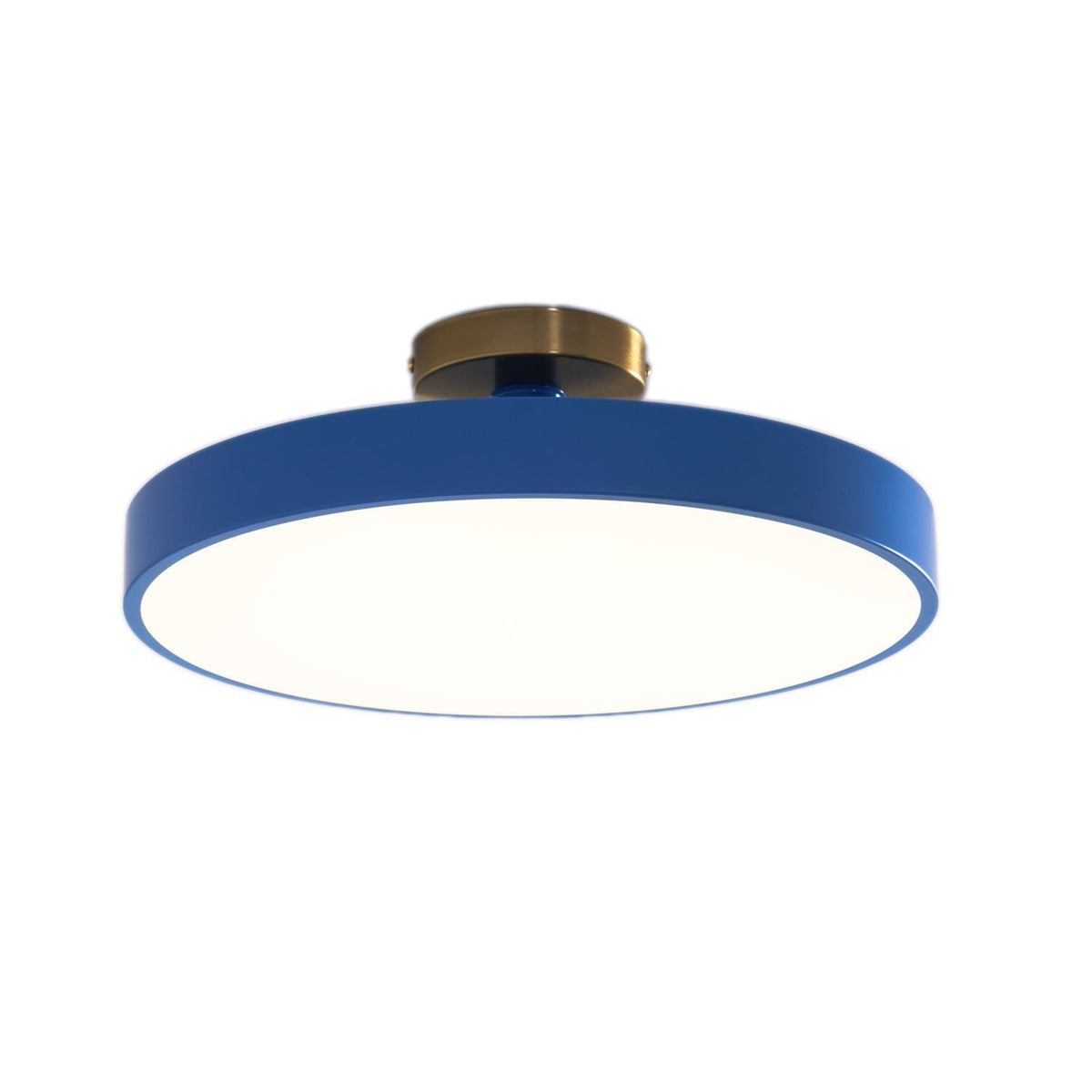 Black Round LED Flush Mount Light Gold Accent