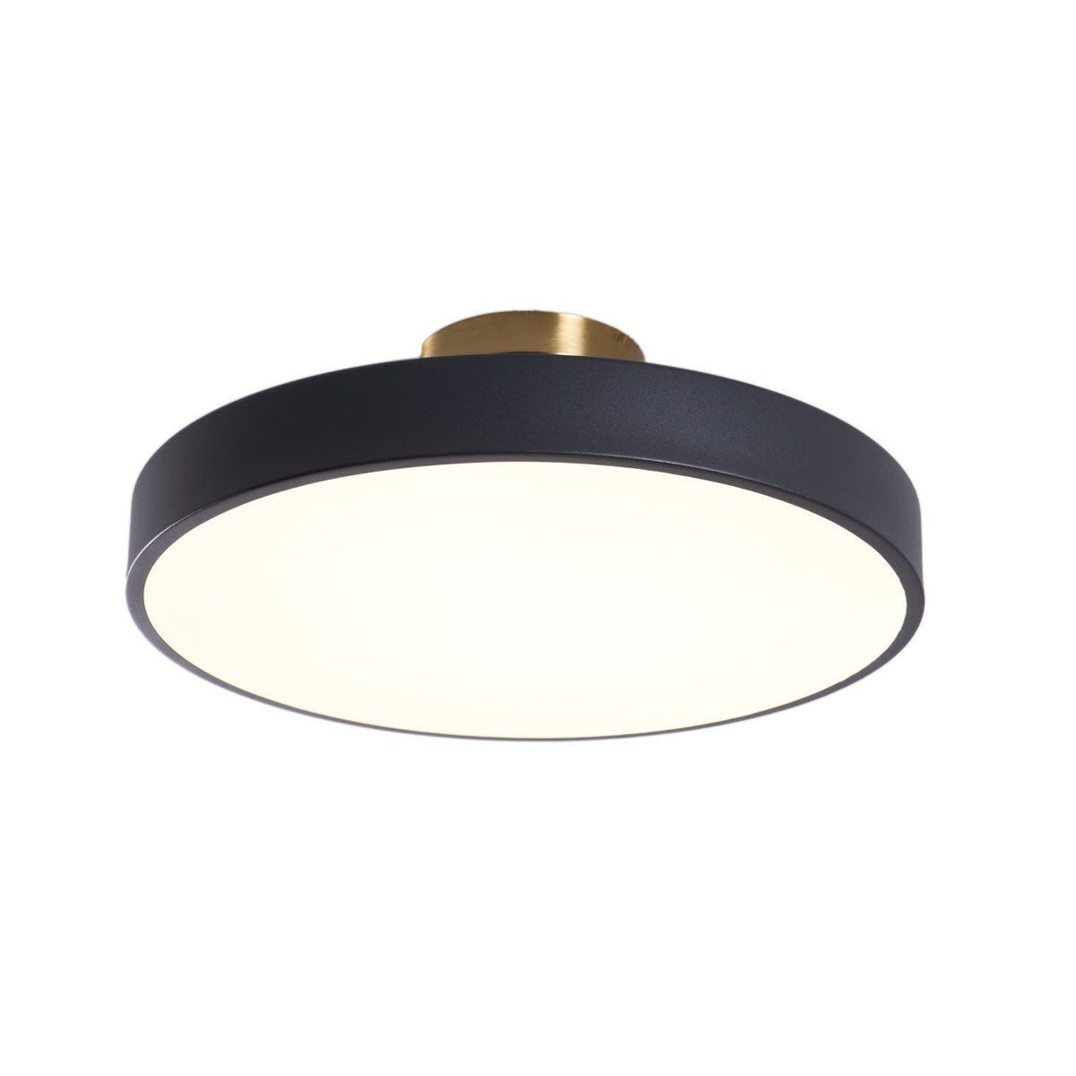 Black Round LED Flush Mount Light Gold Accent