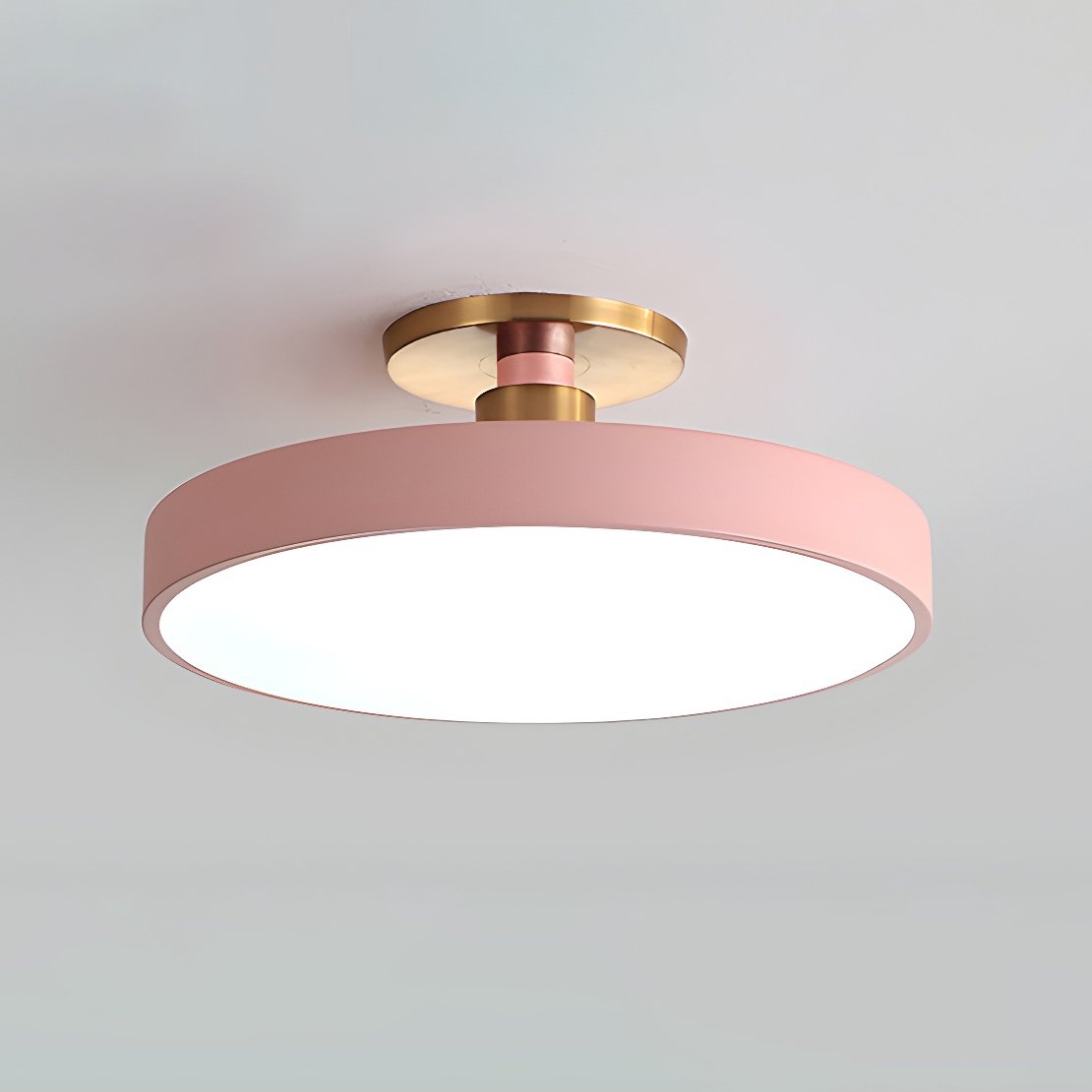 Black Round LED Flush Mount Light Gold Accent