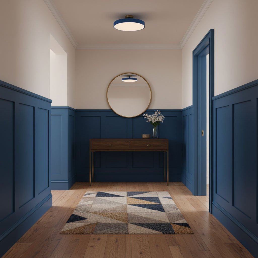 Black Round LED Flush Mount Light Gold Accent