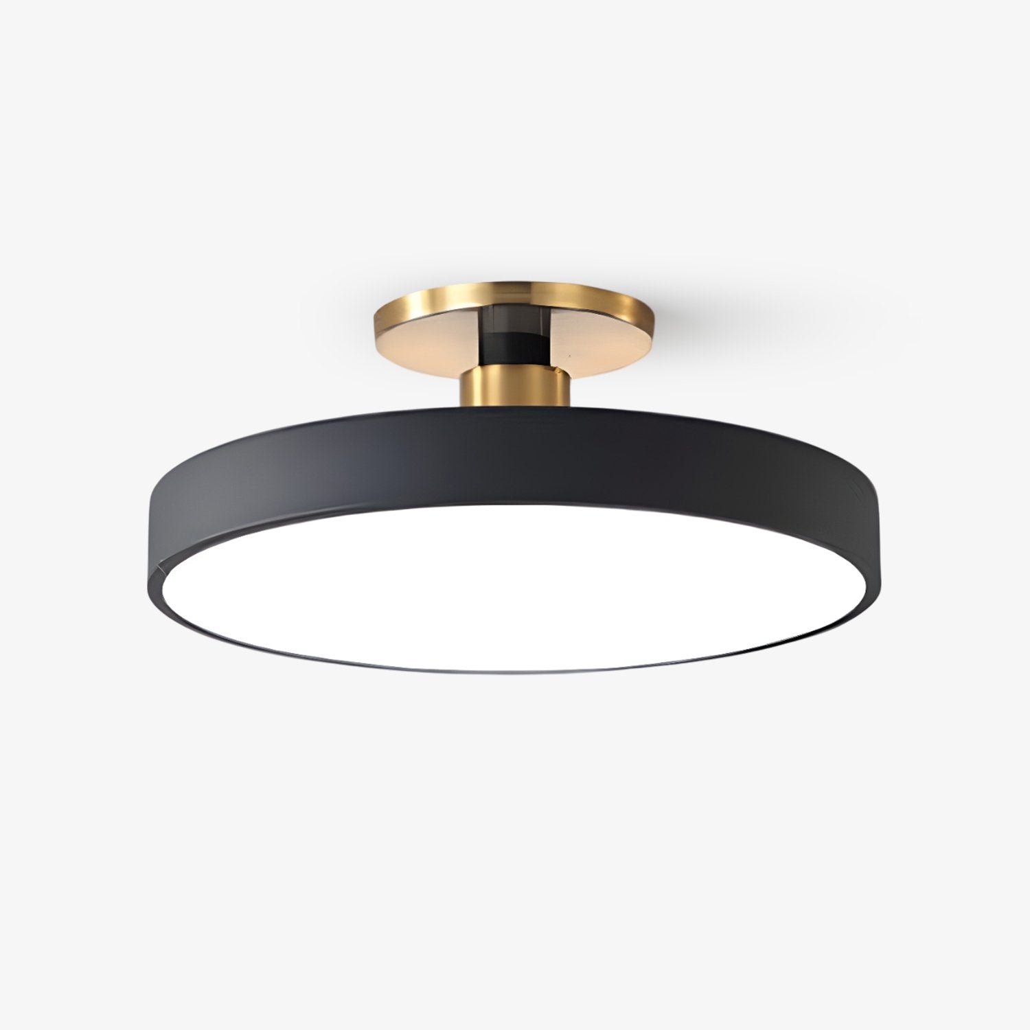 Black Round LED Flush Mount Light Gold Accent