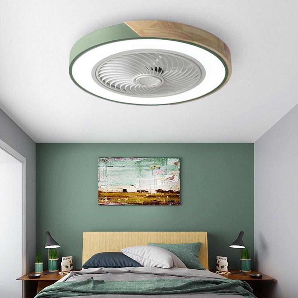 Modern Wood Ceiling Light with Integrated Fan