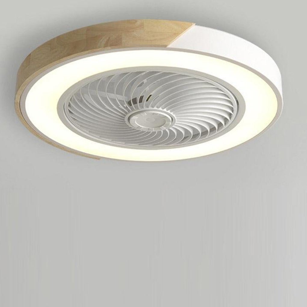 Modern Wood Ceiling Light with Integrated Fan