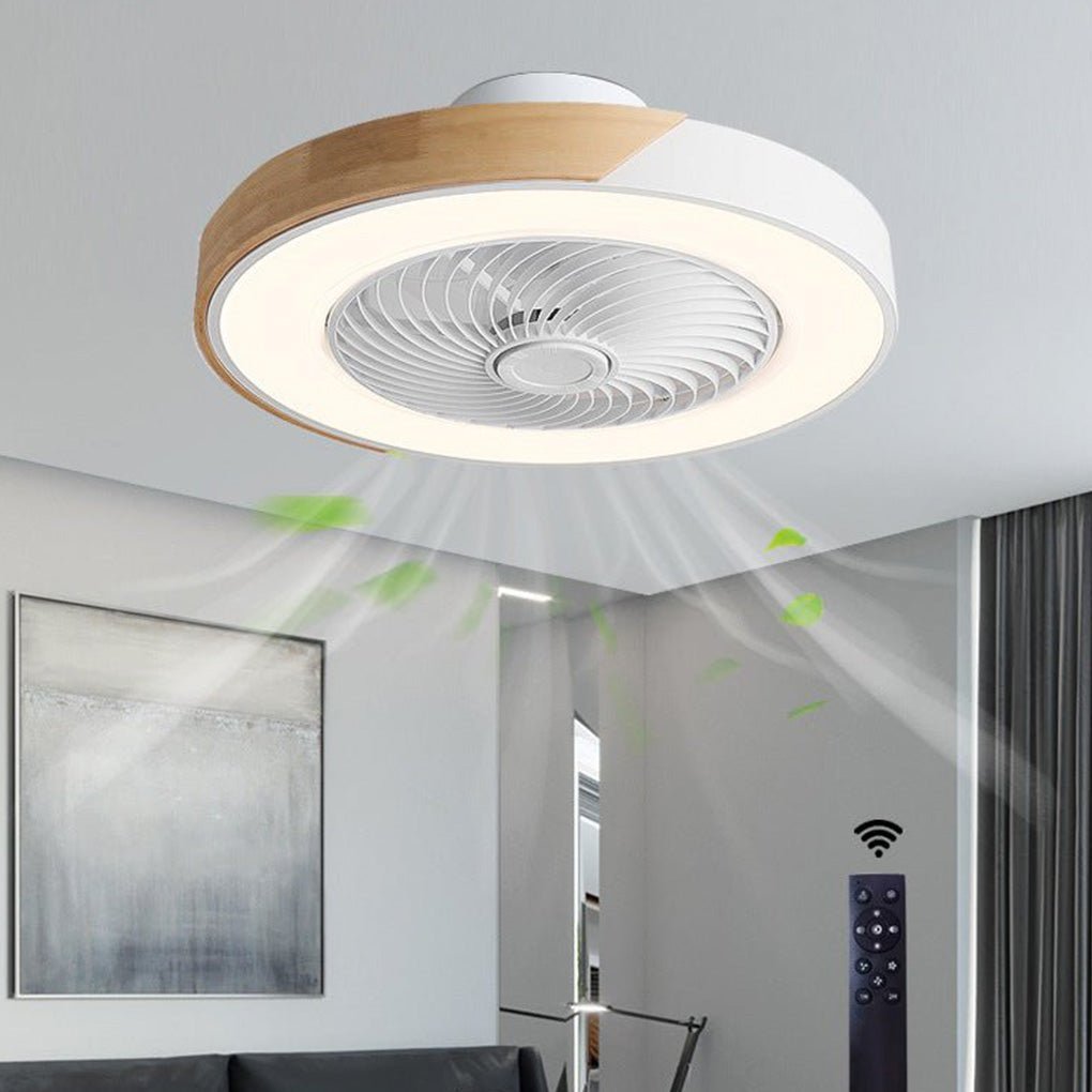 Modern Wood Ceiling Light with Integrated Fan