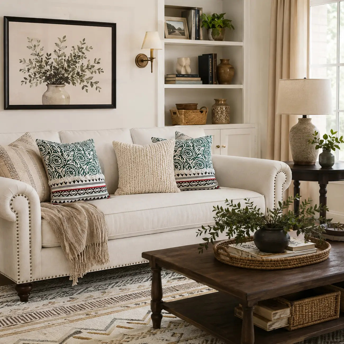Boho Cotton Linen Throw Pillow with Tassels