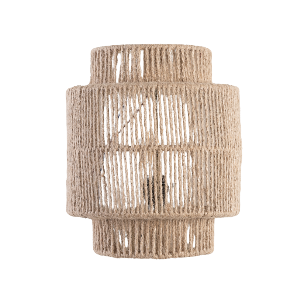 Boho Hemp Rope Wall Sconce with Layered Shade