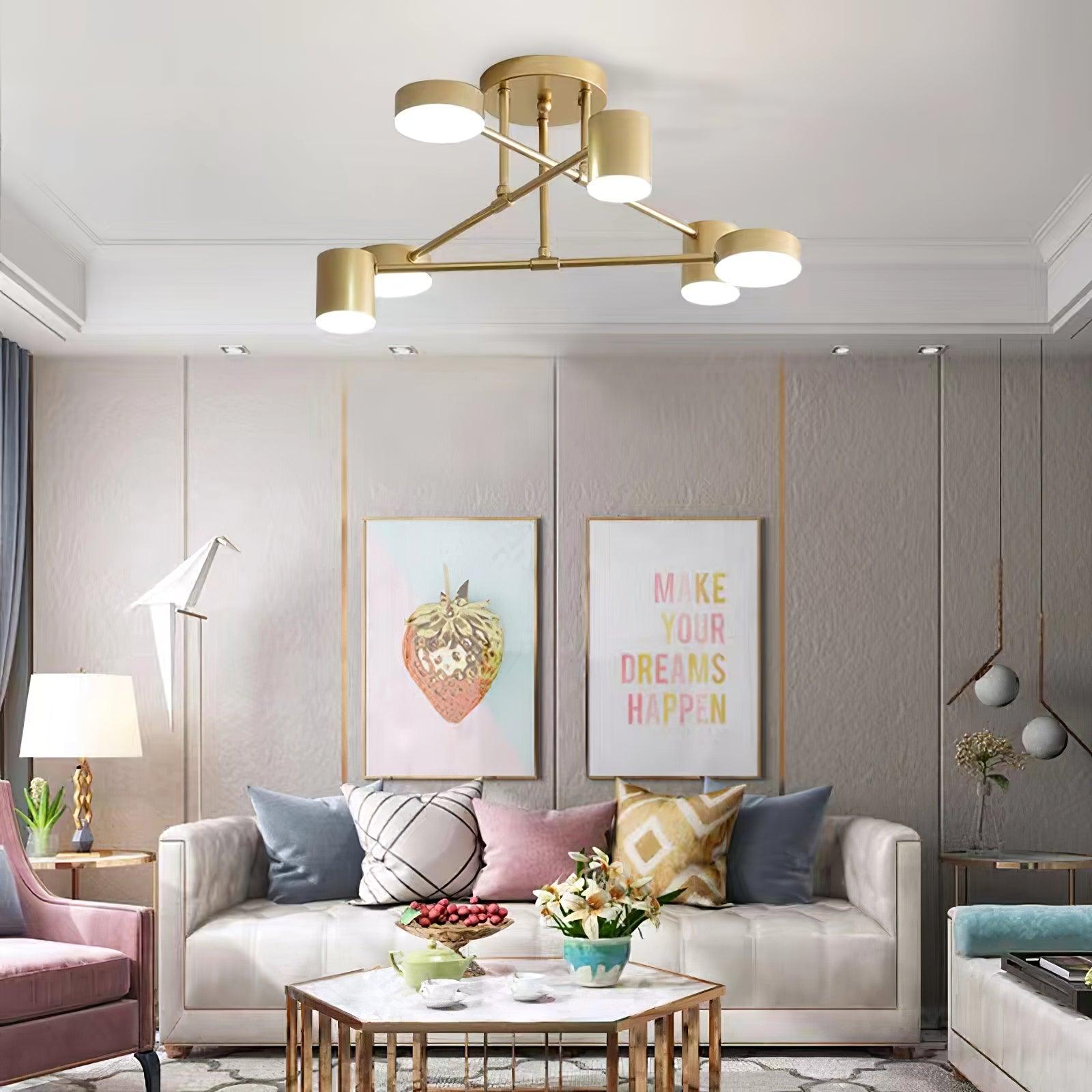Brass Globe Sputnik 6-Light Ceiling Fixture