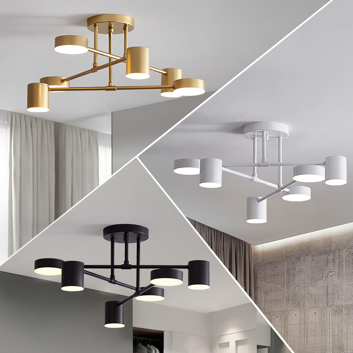 Brass Globe Sputnik 6-Light Ceiling Fixture