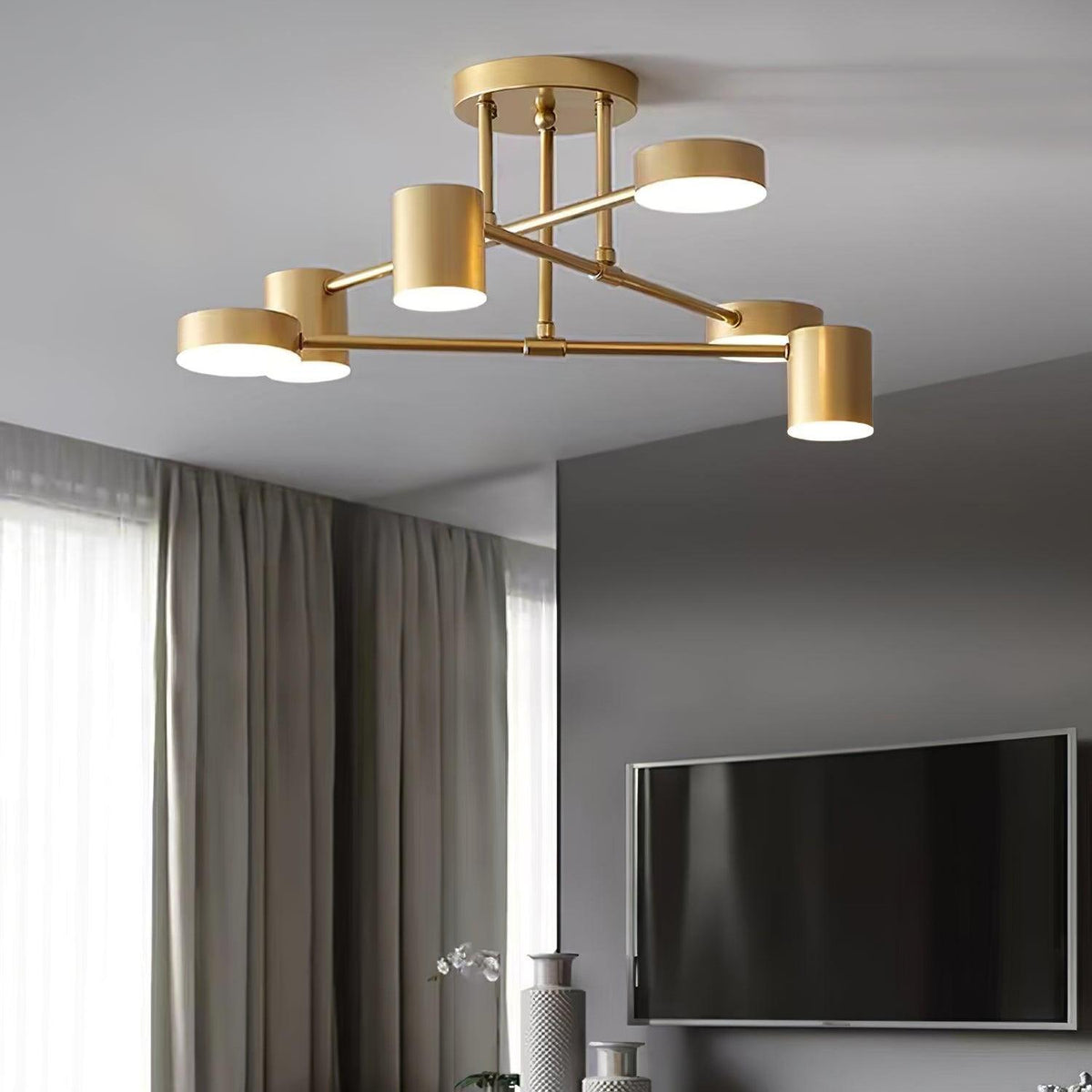Brass Globe Sputnik 6-Light Ceiling Fixture