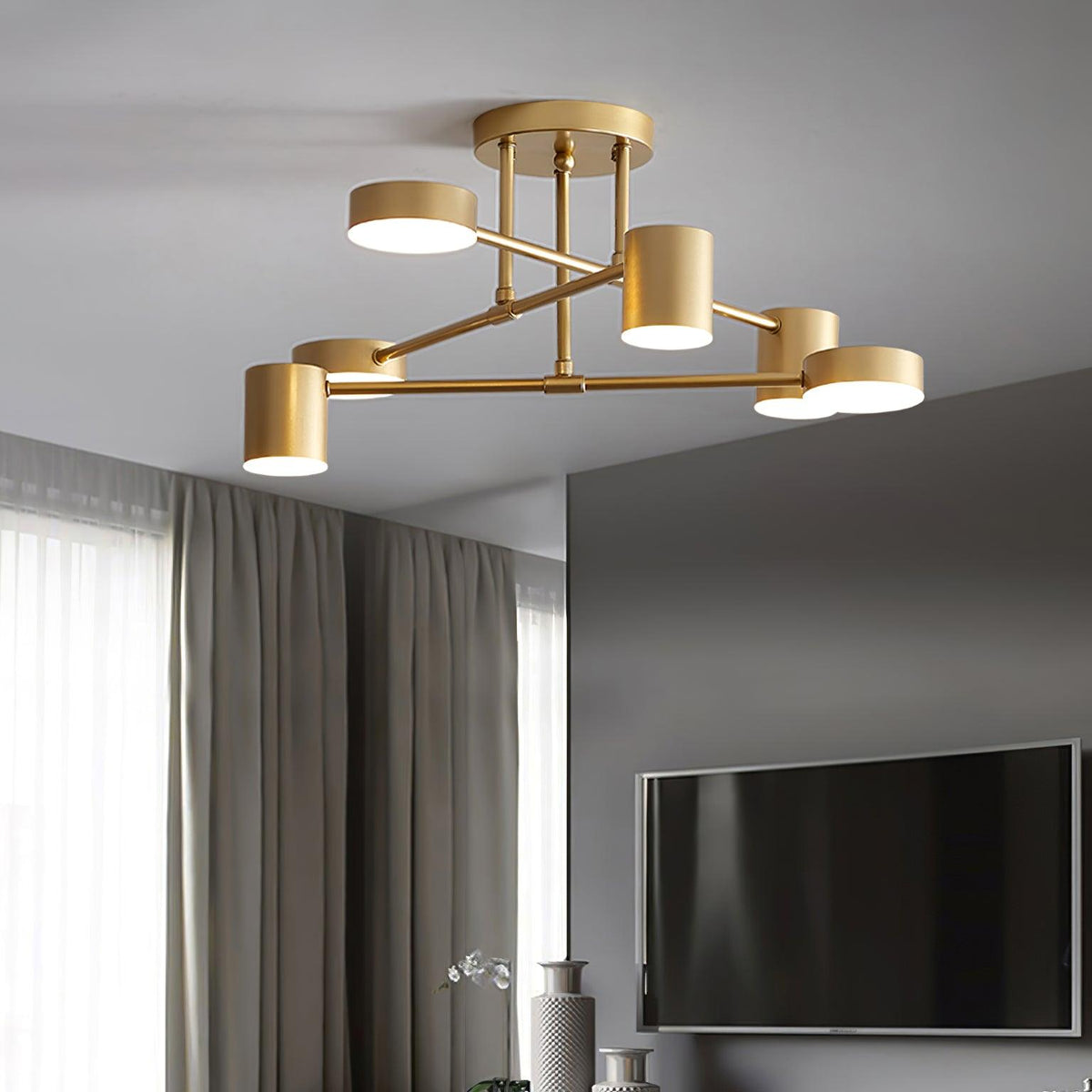 Brass Globe Sputnik 6-Light Ceiling Fixture