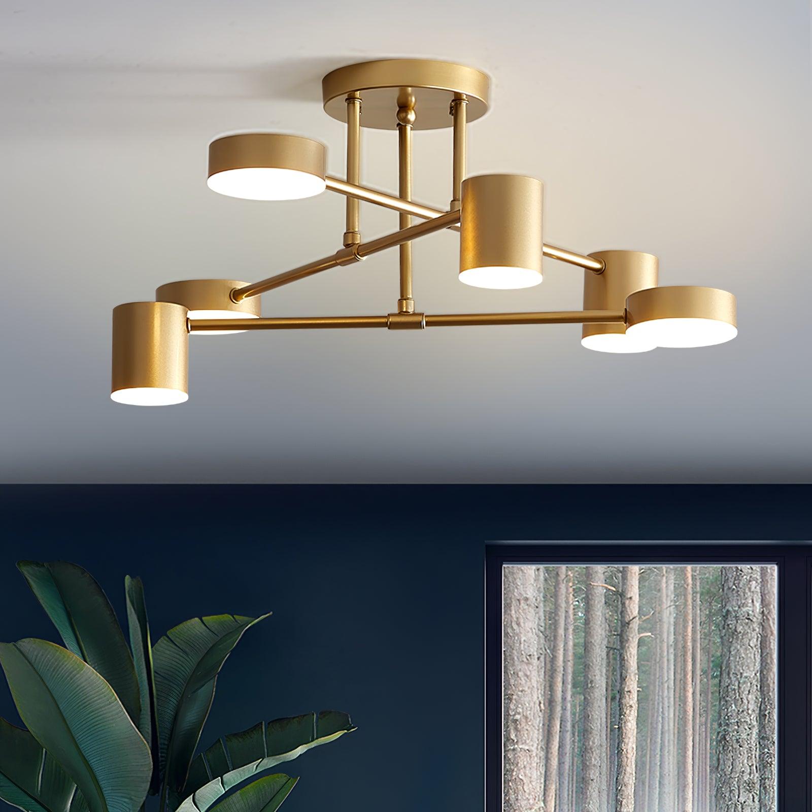 Brass Globe Sputnik 6-Light Ceiling Fixture