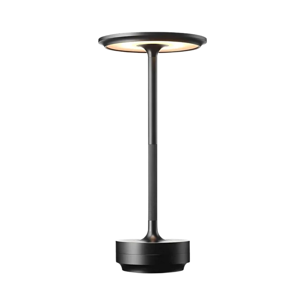Brass Rechargeable Table Lamp with Disc Shade
