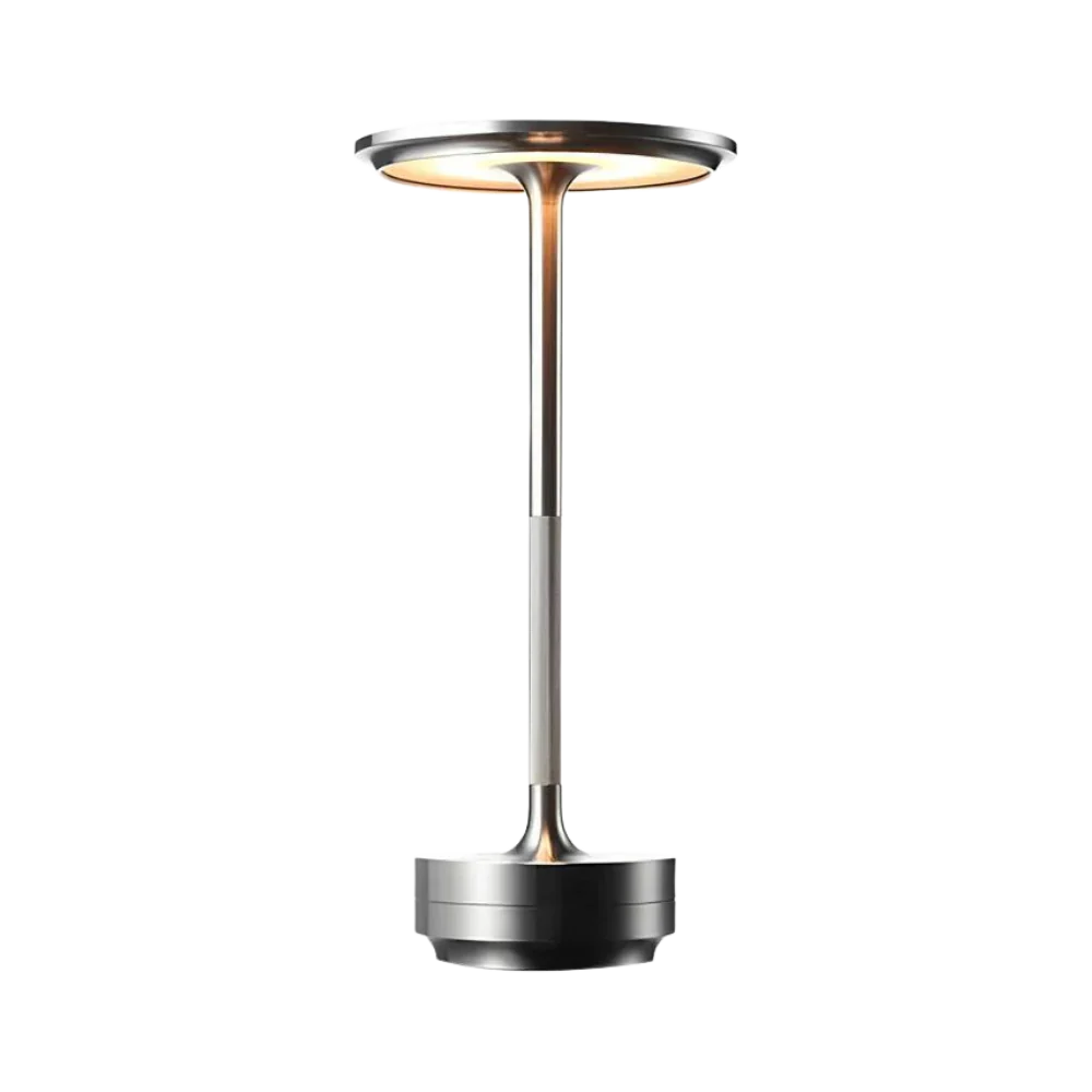 Brass Rechargeable Table Lamp with Disc Shade