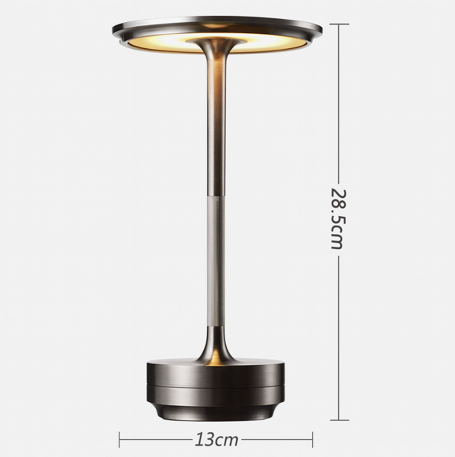 Brass Rechargeable Table Lamp with Disc Shade