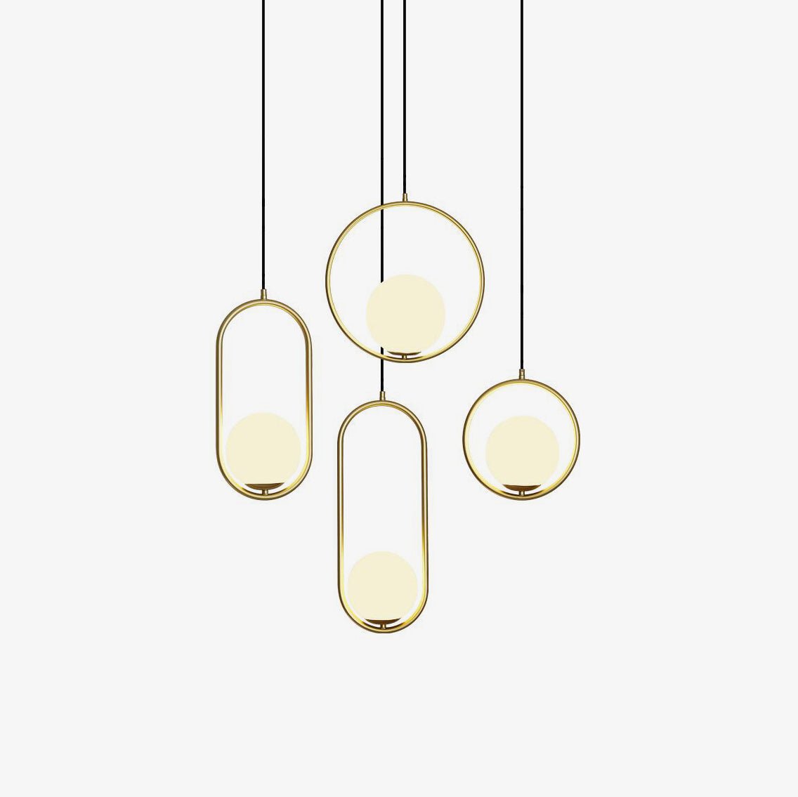 Brass Ring Globe Pendant Light Circle or Oval