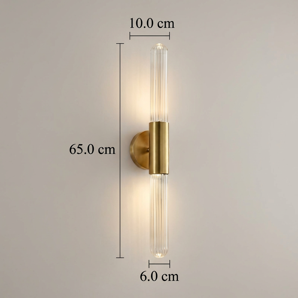 Brass Ripple Glass Wall Sconce with Dual Glow