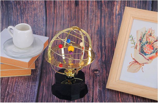 Vintage Metal Orrery Model with Five Planets