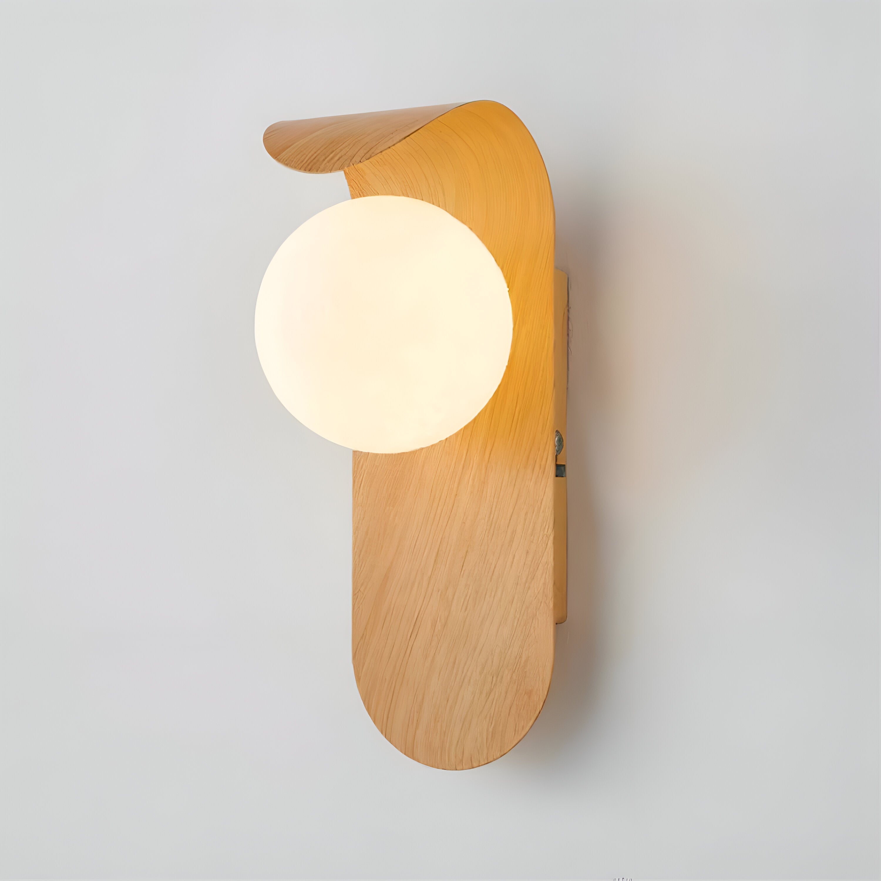 Nordic Wood Globe Wall Sconce with LED Glow