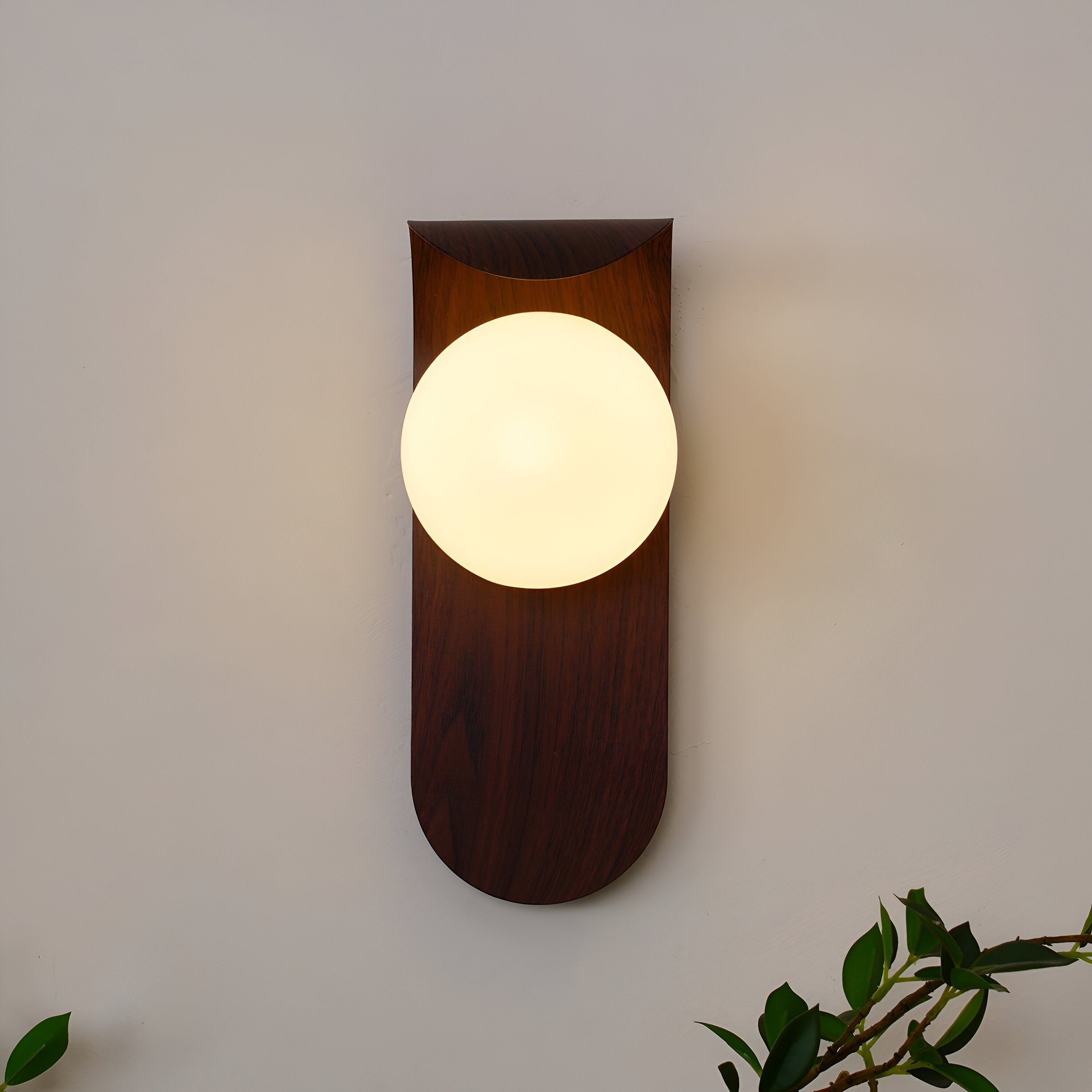 Nordic Wood Globe Wall Sconce with LED Glow