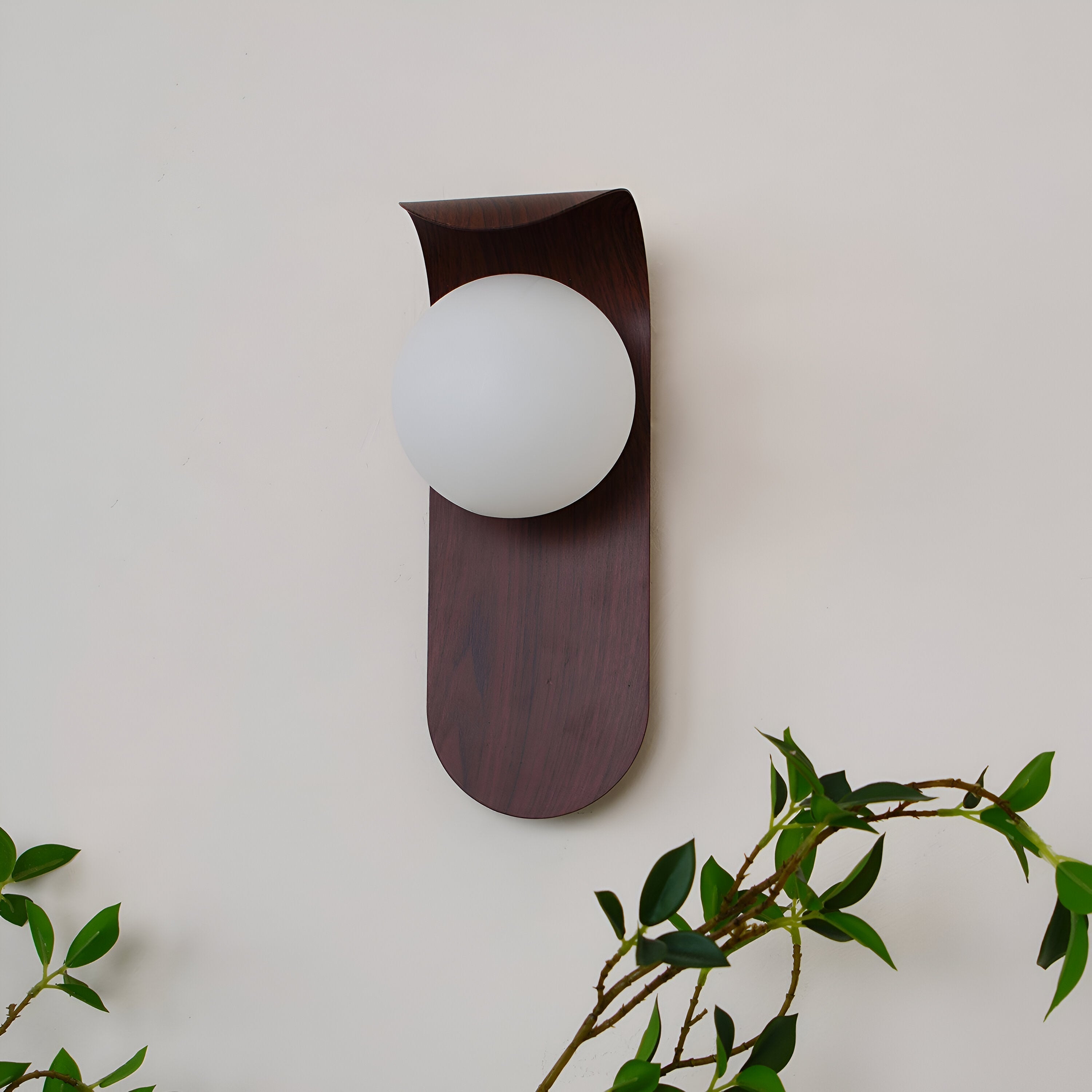 Nordic Wood Globe Wall Sconce with LED Glow
