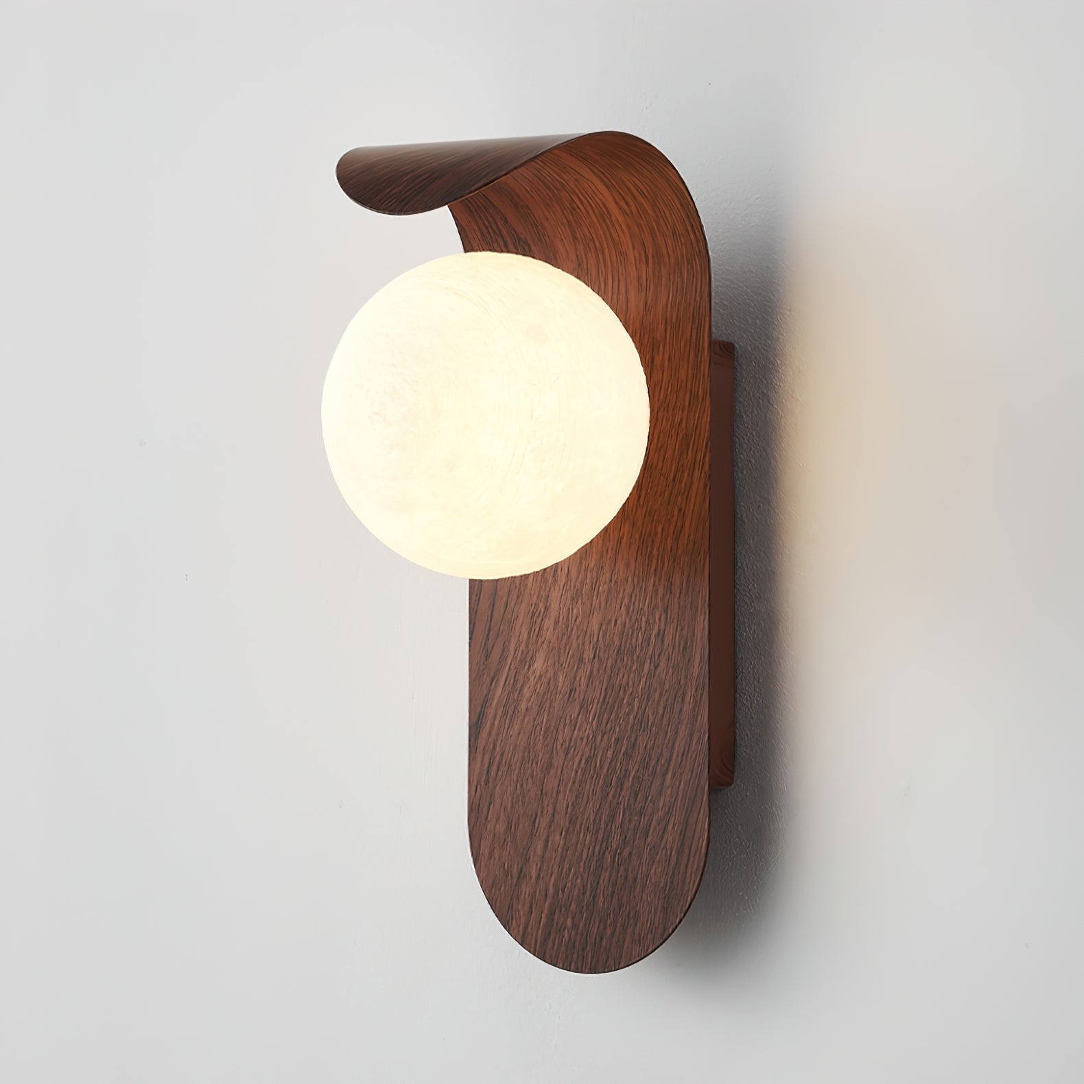 Nordic Wood Globe Wall Sconce with LED Glow