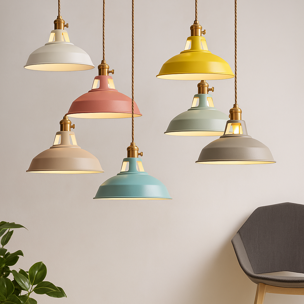 Colorful Iron Dome Pendant with Tri Color LED