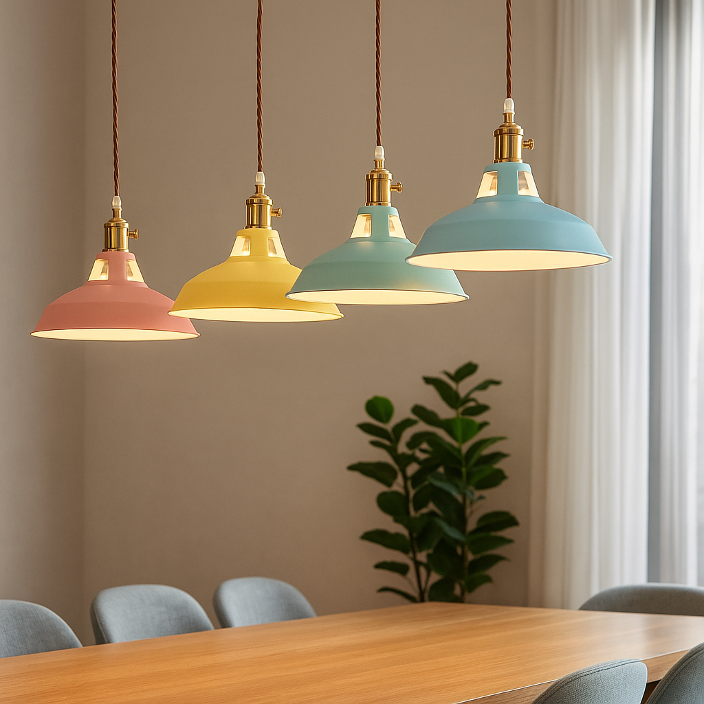 Colorful Iron Dome Pendant with Tri Color LED