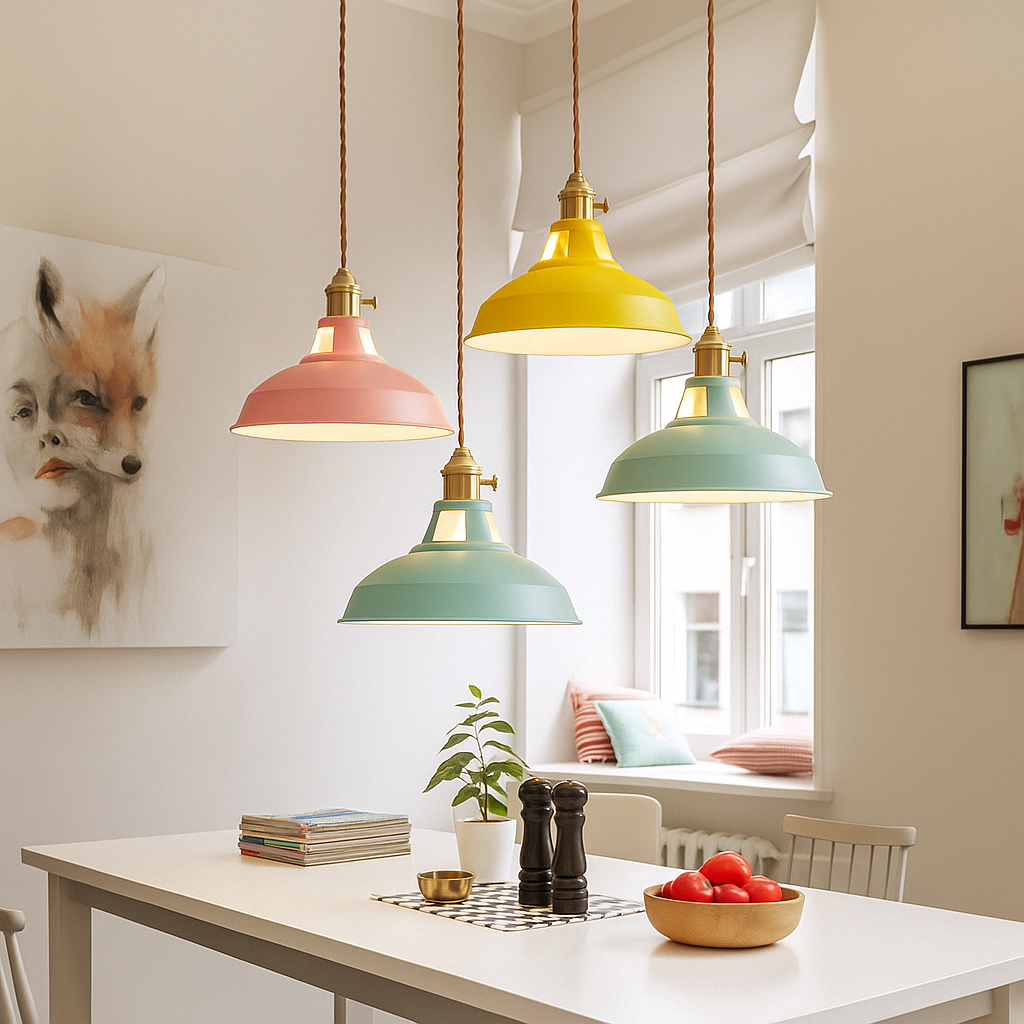 Colorful Iron Dome Pendant with Tri Color LED