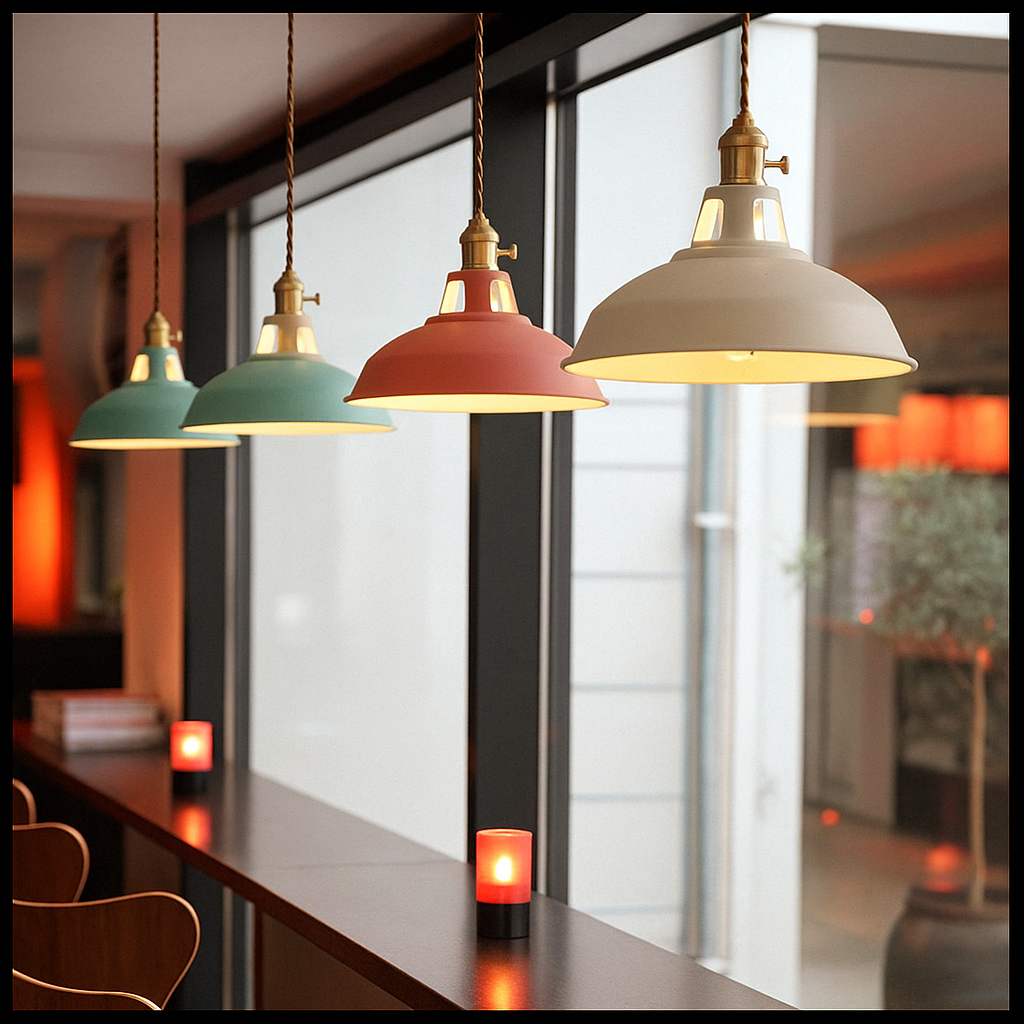 Colorful Iron Dome Pendant with Tri Color LED