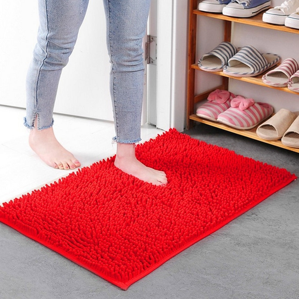 Chenille Soft Bath Mat with Foam Padding