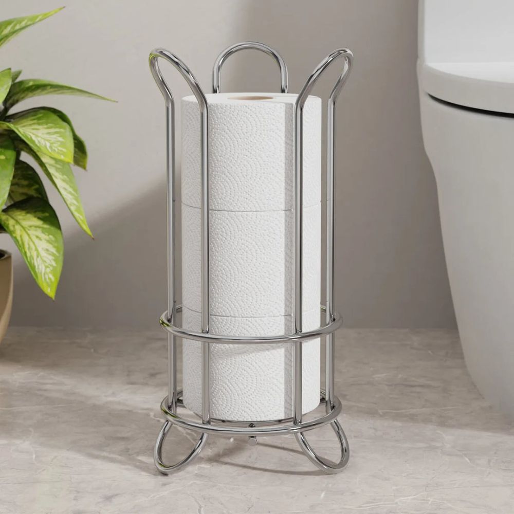 Chrome Toilet Paper Stand with Elevated Base