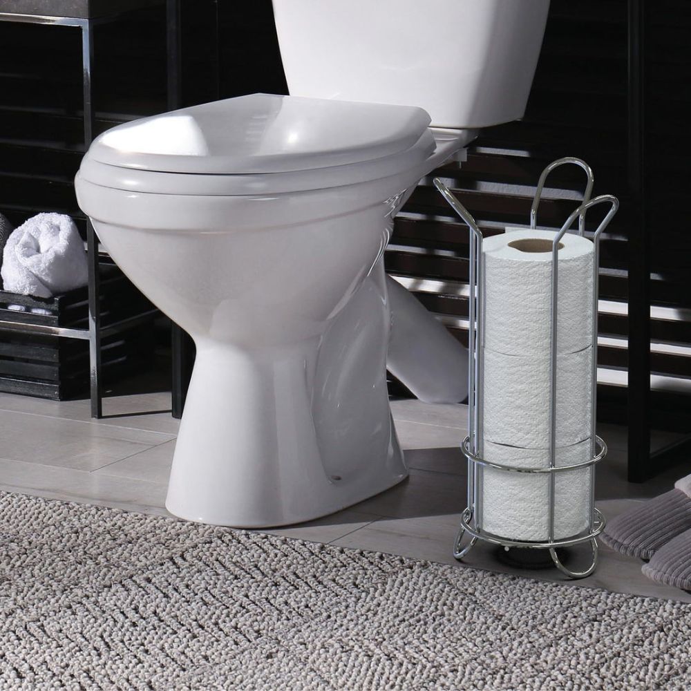 Chrome Toilet Paper Stand with Elevated Base