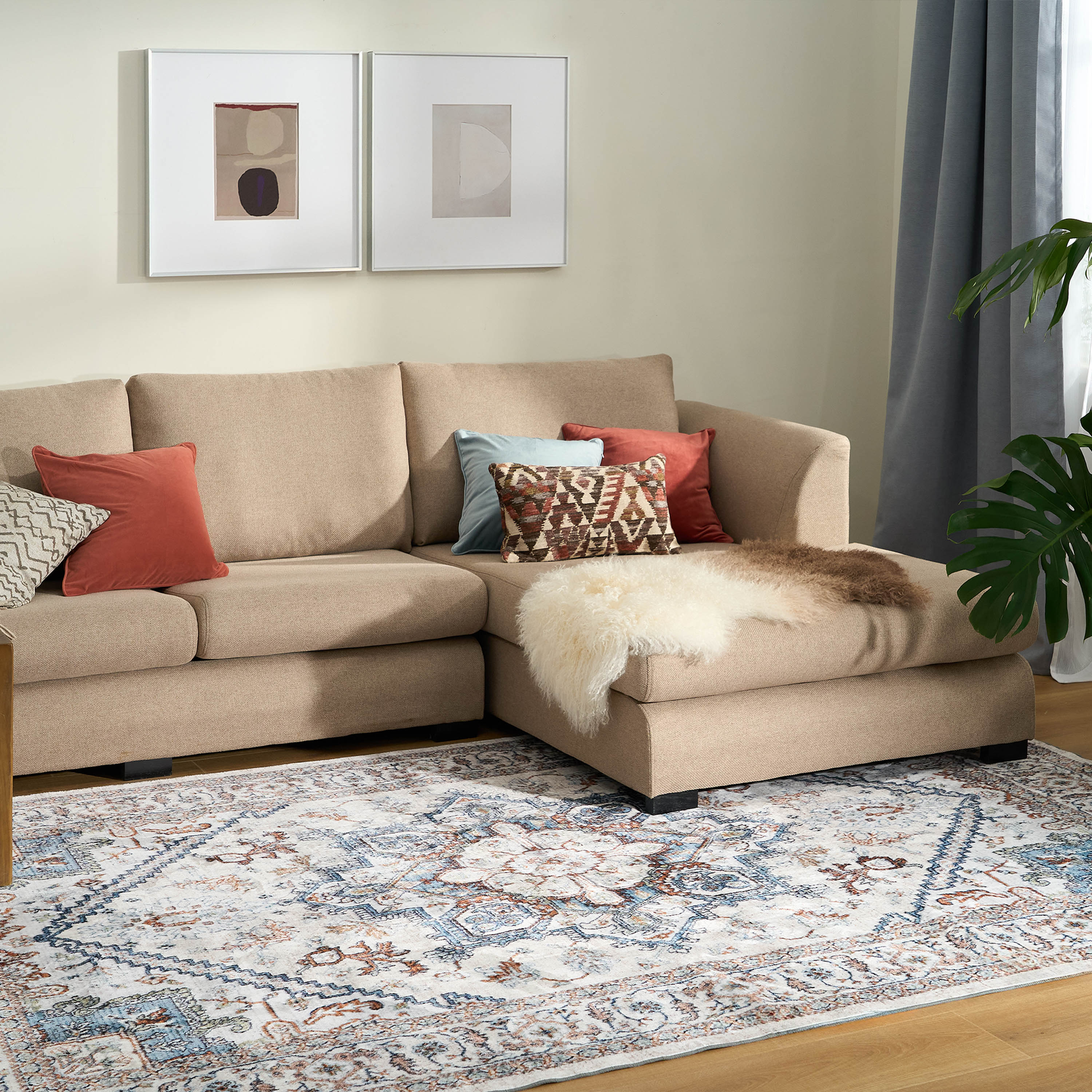 Classic Persian Area Rug with Non-Slip Back