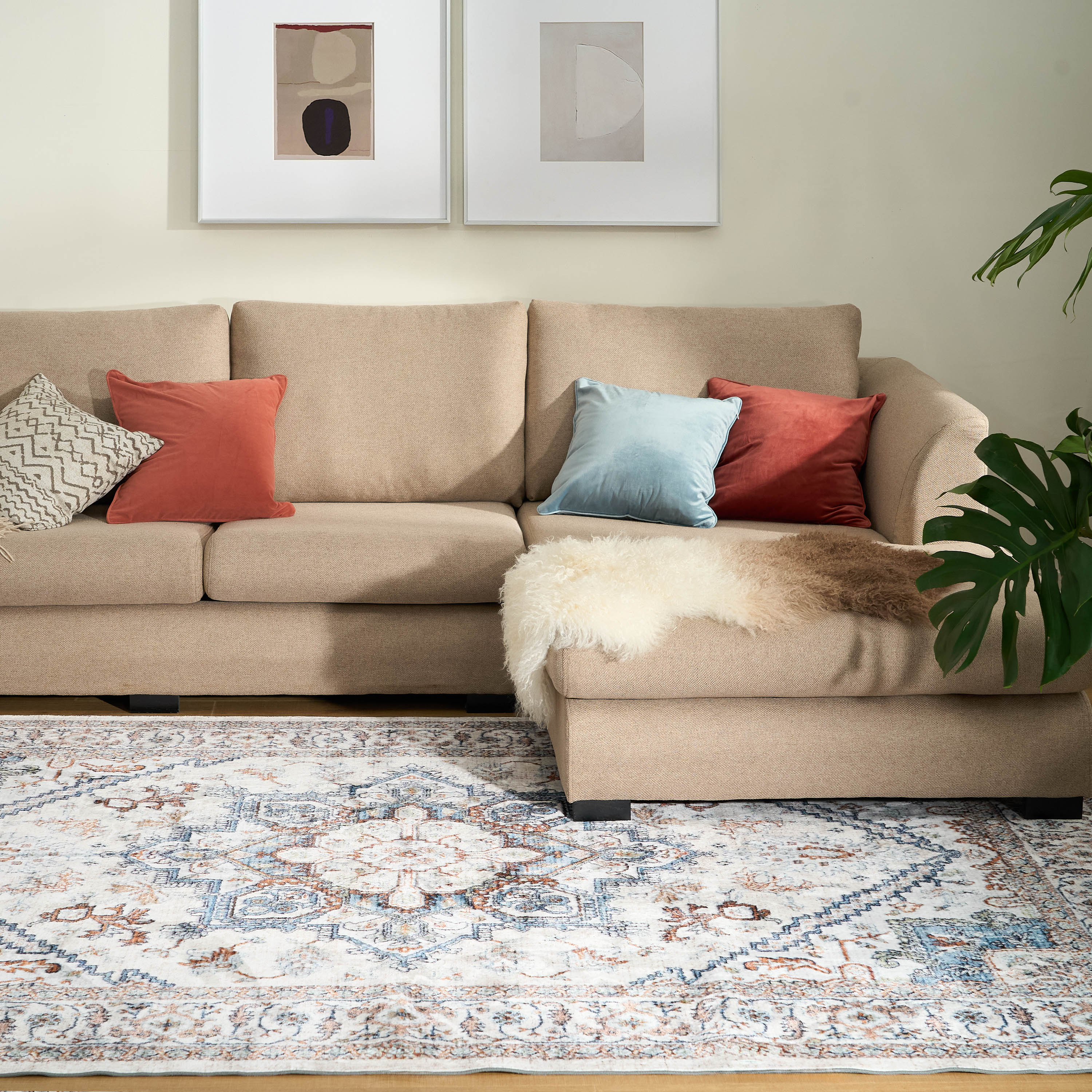 Classic Persian Area Rug with Non-Slip Back