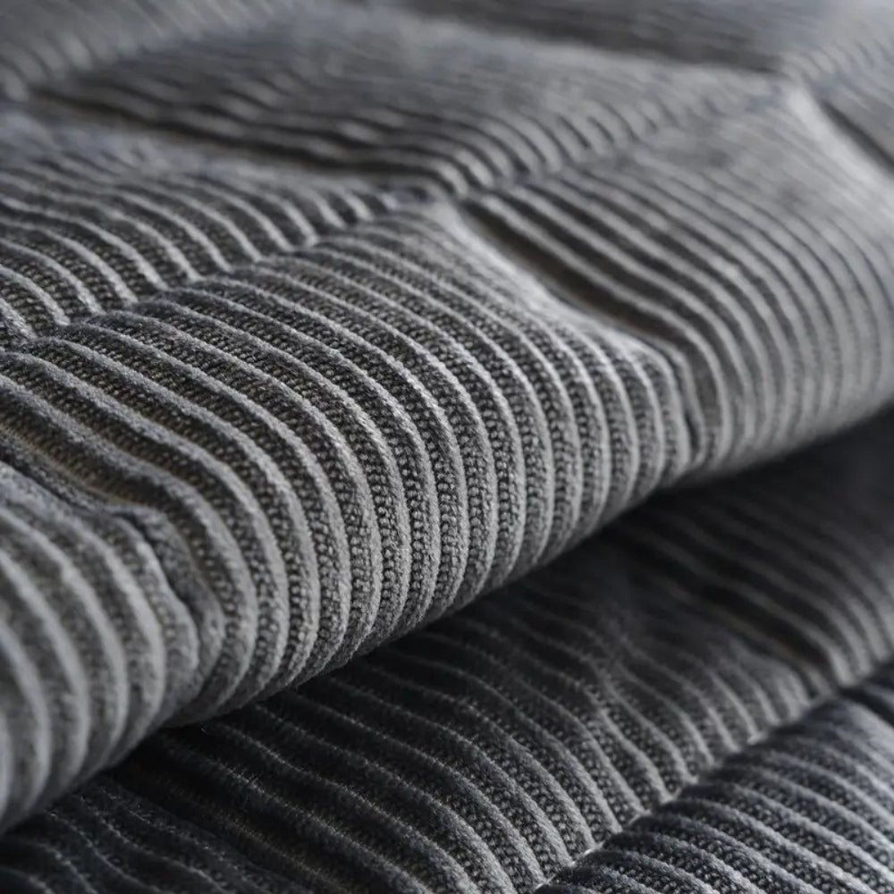 Close-up of gray ribbed fabric texture